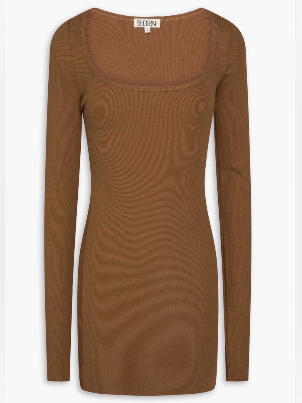 Eterne Brown Ribbed Long Sleeve Shirt Dress Size Medium